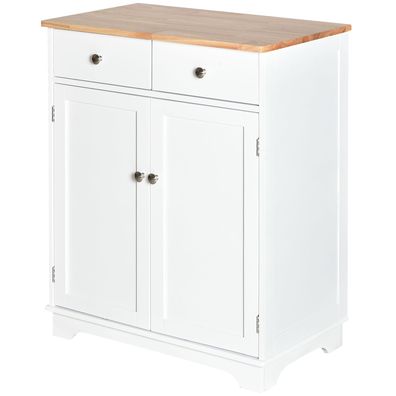 HOMCOM® Küchenschrank Sideboard mit 2 Schubladen, Beistelltisch, MDF, Weiß