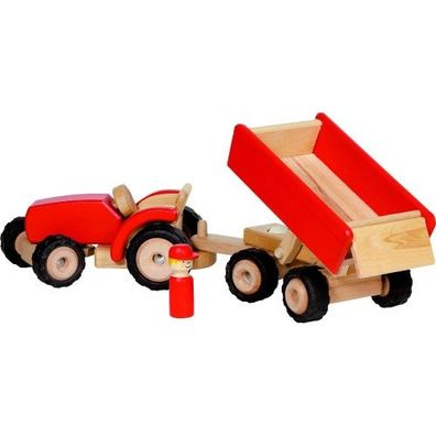 GOKI Traktor rot mit Anhänger