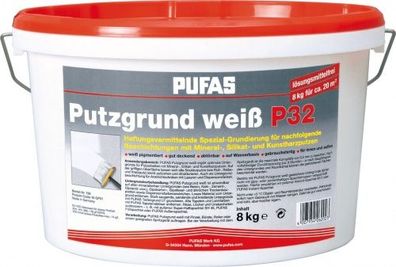 Pufas - Putzgrund P32 8kg, weiss