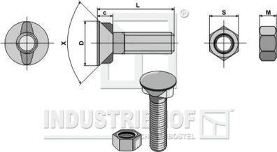 1230KV Pflugschraube M12 x 1,75 x 30 mit Sechskantmutter (Kverneland)