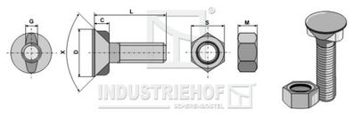 12351410 Pflugschraube DIN 11014 M12x1,75x35 mit Sechskantmutter