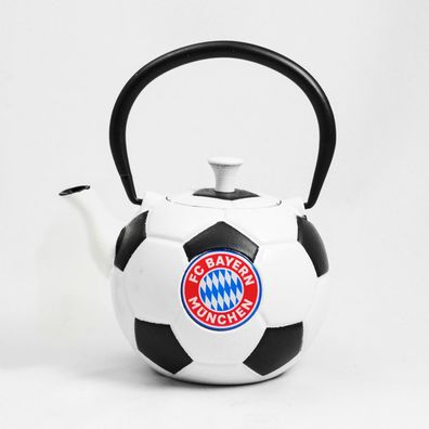 schwarz weisse gusseiserne FC Bayern Teekanne Fussball 0.6 Liter