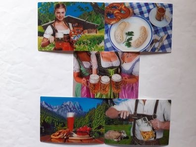 3 D Ansichtskarte Dirndl Brotzeit Bier Postkarte Wackelkarte Hologrammkarte Bayern