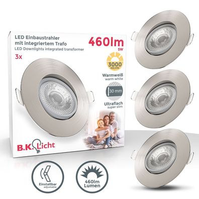 LED Einbauspots schwenkbar Strahler Lampe ultra-flach Deckenspots IP23 3er SET