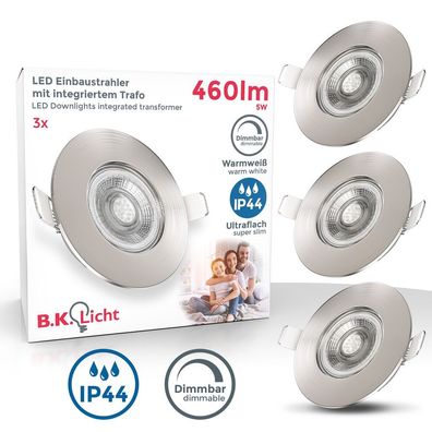 3x LED Einbaustrahler Bad Spot dimmbar Lampe IP44 Einbauleuchte 5W Spot Strahler