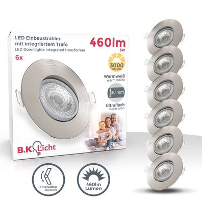 LED Einbaustrahler schwenkbar Spots Lampe ultra-flach Deckenspots IP23 6er SET