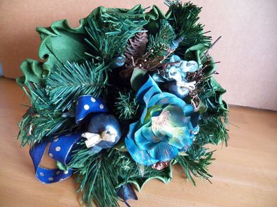 Winter- Advents- Weihnachtsdeko mit Lichterkette Künstliche Blume blau ca.27cm