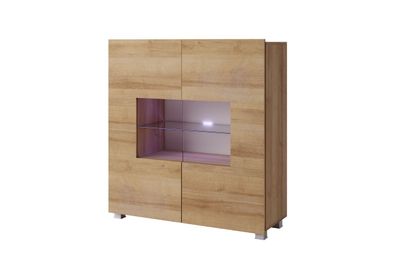 Highboard Schrank KAVOS in Gold Eiche inkl. LED Beleuchtung