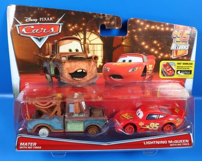 Disney PIXAR Cars Doppel Pack Mater With no Tieres + Lihtning McQueen