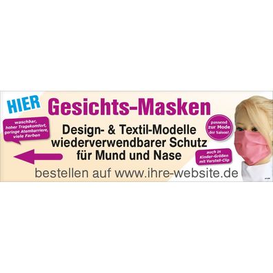 Banner Werbebanner Gr. 3m x 1m - Gesichts-Masken.... - 309805