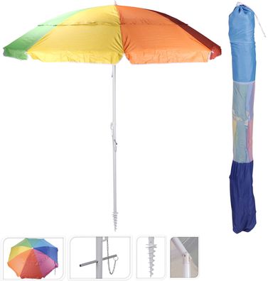Bunter Sonnenschirm 220cm inkl. Bodenhülse - 50+ UV Schutz - Strandschirm Schirm
