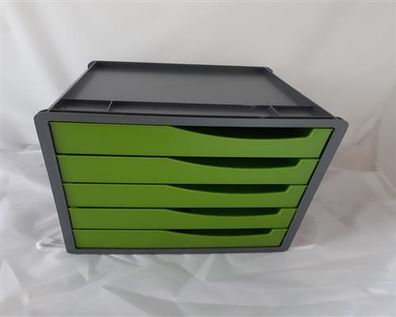 Rotho Schubladenbox Bürobox anthrazit/ grün 33x28,5x32 cm 11065.05519