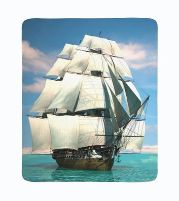 Foto-Kuscheldecke, Segelschiff, bedruckte Wohndecke mit Motiv, Fotodruck, Fleece