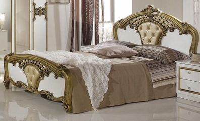 Elegantes Doppel Bett Elena weiß/ gold modernes Design 160x200