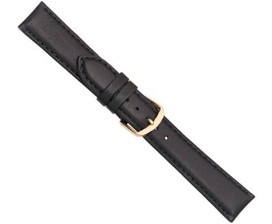 Kalb Wasserfest Ersatzband Uhrenarmband Kalbsleder schwarz 20571G