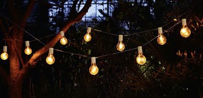 Lichterkette Glühbirne 10 Stück LED Beleuchtung Garten Outdoor L.9,6 m warmweiß