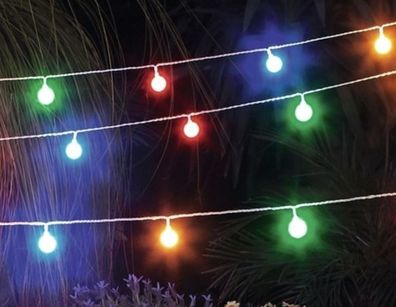 Lichterkette Bunte Kugeln 50 Stück LED Beleuchtung Party Garten Outdoor L.9,5 m