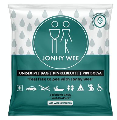 Jonhy Wee Pinkelbeutel 3er Set - 3,6,9,12,15 wählbar Not-Toilette Minitoilette