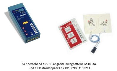 Batterie M3863A für AED Defi FR2 und DP Elektroden im Set 989803158211
