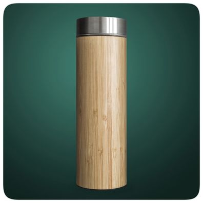 Bambus Thermobecher Tee-to-go-Flasche Teeflasche 450ml doppelwandig Edelstahl