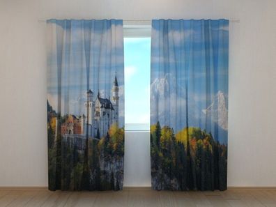 Fotogardine Neuschwanstein Schloß Vorhang mit Motiv, Fotodruck Fotovorhang nach Maß