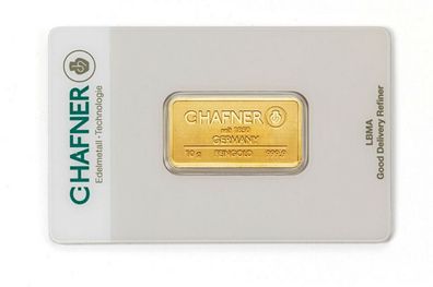 C. Hafner 10 Gramm 999.9 Gold Goldbarren Feingold im Blister mit Zertifikat