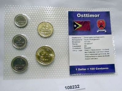 Kursmünzsatz mit 5 Münzen Osttimor 2004 Stempelglanz Erhaltung