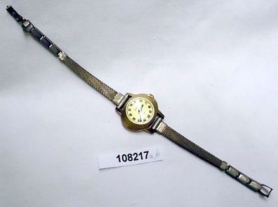 hübsche vergoldete Damen Armbanduhr Marke Glashütte 17 Rubis Made in Germany
