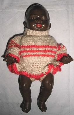 antike Porzellan Puppe Neger Schwarzer um 1920