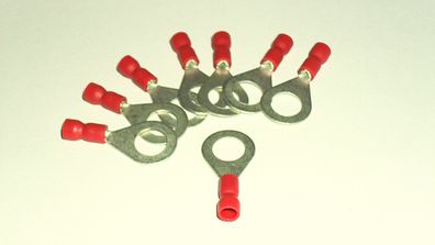 8x Ring Kabelschuh, rot Ø M8 f. 0,5-1,5 mm² Kabel