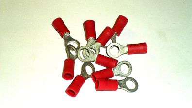 10x Ring Kabelschuh, rot Ø M5 f. 0,5-1,5 mm² Kabel
