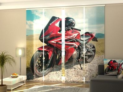 Fotogardine Motorrad Honda, Schiebevorhang mit Motiv, Fotodruck, auf Maß