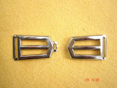Gürtelschließe Vintage silberfarben 7,5cm 70erJ Deko Gürtel Schnalle Metall leicht