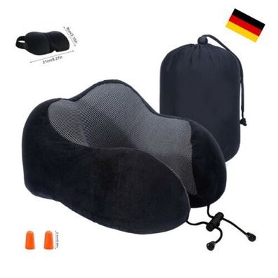 Reisekissen Nackenkissen Nackenrolle Deluxe Schlafmaske Ohrenstöpsel Set