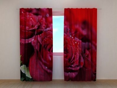 Fotogardine Rote Rosen mit Motiv, Fotodruck, Fotovorhang nach Maß