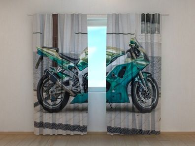 Fotogardine Motorrad Yamaha mit Motiv, Fotodruck, Fotovorhang nach Maß