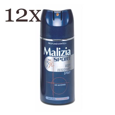 Malizia unisex SPORT ohne Alkohol deodorant deo 12x 150ml