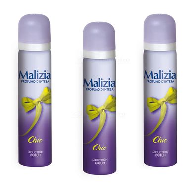 Malizia DONNA Body Spray deodorant CHIC 3x 75ml