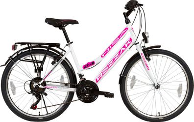 24 Zoll Kinderfahrrad Mädchenfahrrad Damen 24" 21 Gang shimano city bike weiss pink