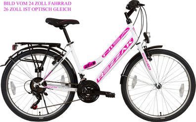 26 zoll Fahrrad Damenfahrrad Mädchen Fahrrad city bike 21 Gang shimano Weiss pink neu
