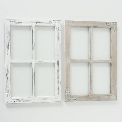 Fenster Deko Fensterrahmen Sprossenfenster Holz Glas Shabby Landhaus 55 cm - Auswahl