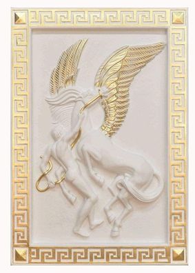 Wandbild Pegasus Pferd Flügel Bild fliegen Wand 1 Meter groß Hand bemalt 3D Relief