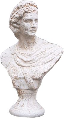 Apollo Büste Gott des Lichtes old style zerbröckelt vintage Statue weiß patina bemalt