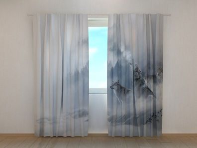 Vorhang 2-teilig 270x245cm  "Hütte im Schnee''Fotovorhang Motiv Digitaldruck