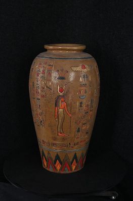 Vase Gefäß Ägypten Hieroglyphen Hand bemalt Blumen Vase Pflanzen 63cm hoch