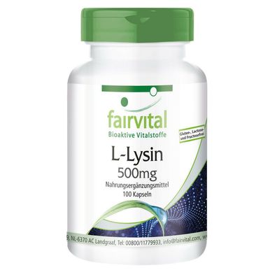 L-Lysin 500mg 100 Kapseln, Hydrochlorid Aminosäure - vegan - fairvital