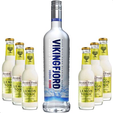 Vodka Lemon Set - Vikingfjord Vodka 0,7l 700ml (37,5% Vol) + 6x Fever Tree Lemo