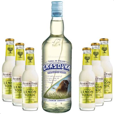 Vodka Lemon Set - Grasovka Vodka 1L (40% Vol) + 6x Fever Tree Lemon Tonic 200ml
