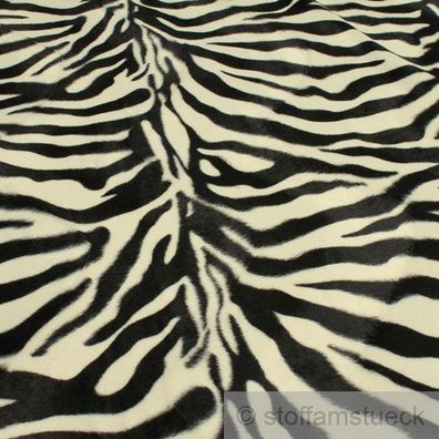 Stoff Polyester Plüsch Zebra Fellimitat Fell schwarz weiß