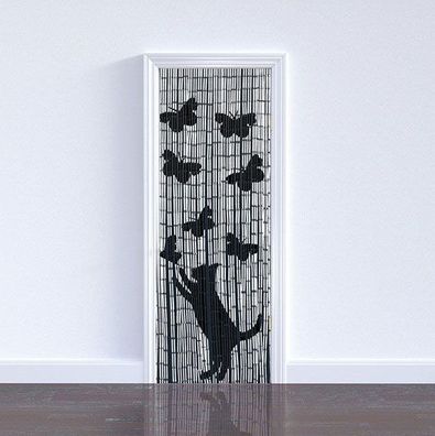 WENKO Bambusvorhang Katze und Schmetterling , 90 x 200 cm